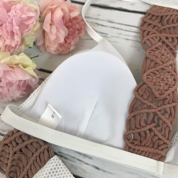 Boho White Knit Braided Crochet Brazilian Bikini - Picture 13 of 15